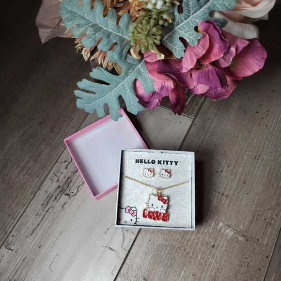 NWT Hello Kitty Enamel Necklace and Earring Set - Picture 5 of 8